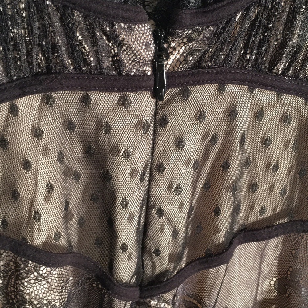 bebe Black Lace & Nude Mesh Slip Dress - Picture 8 of 8